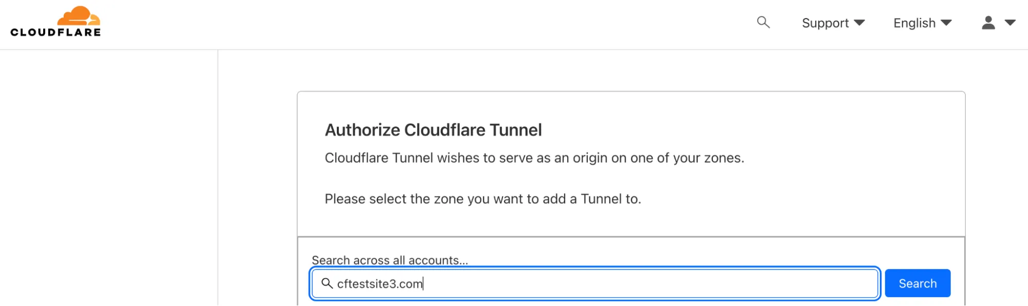Figure 16: Adding Cloudflare Tunnel to a selected zone. Cloudflare can enforce tunnel-only connections to a specific zone.